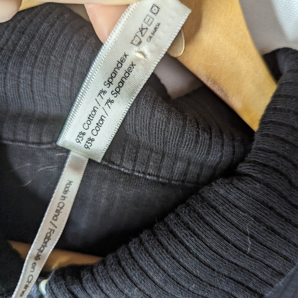 Soft Focus Black Ribbed Collared Ruffled Button Cardigan Size XL - Picture 9 of 13